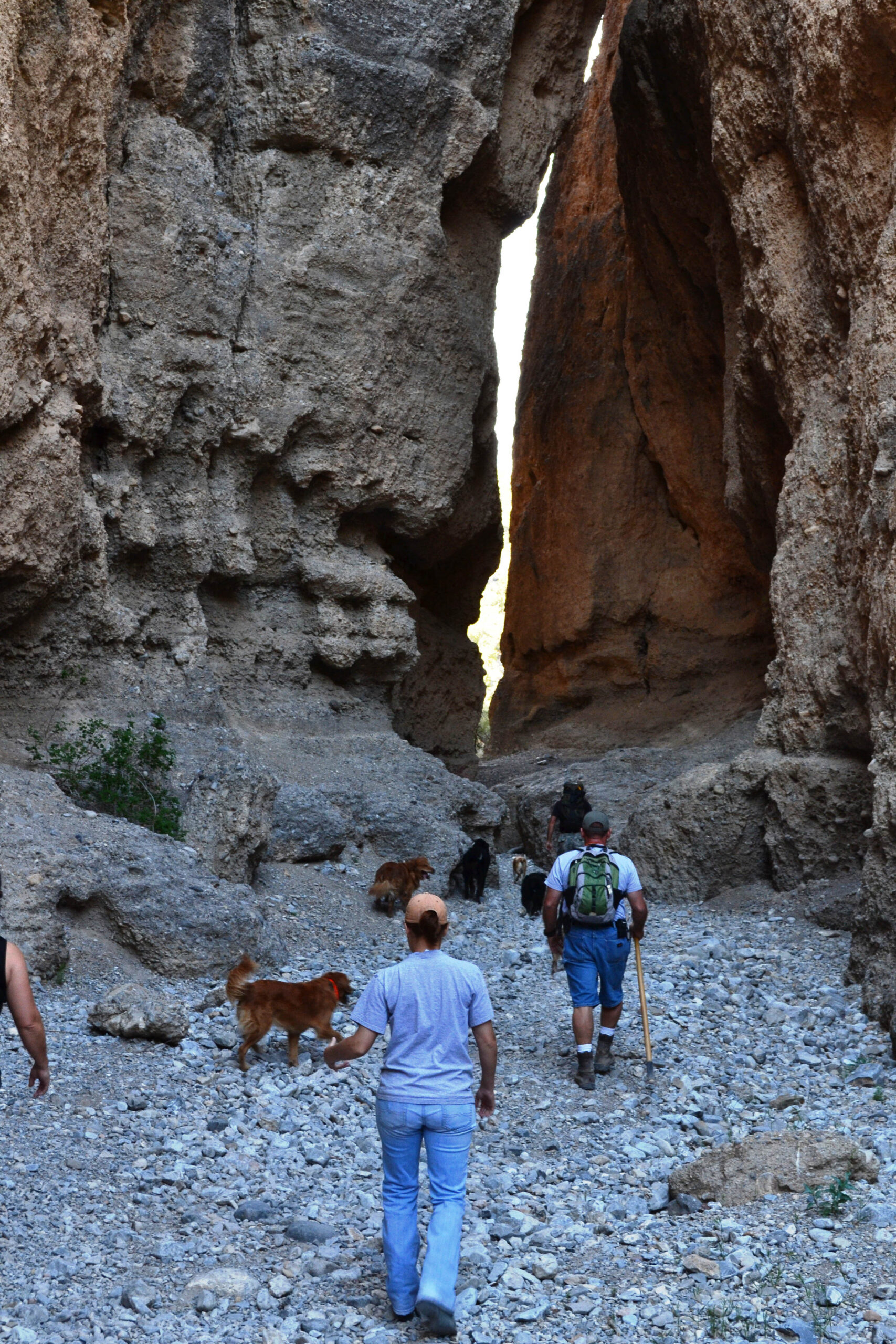 Pack hike at Keyhole Canyon with two handlers