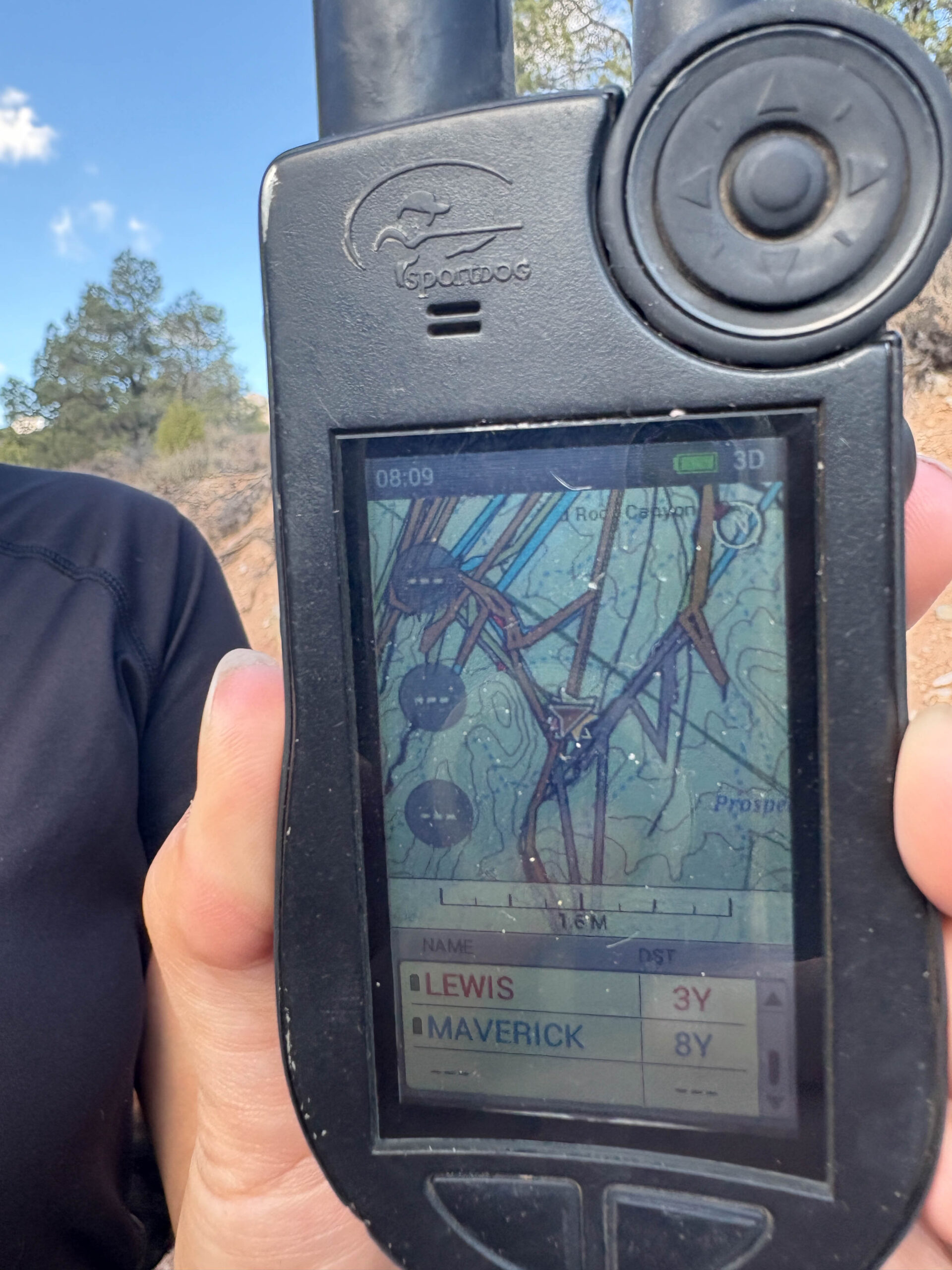 GPS transceiver showing dog locations